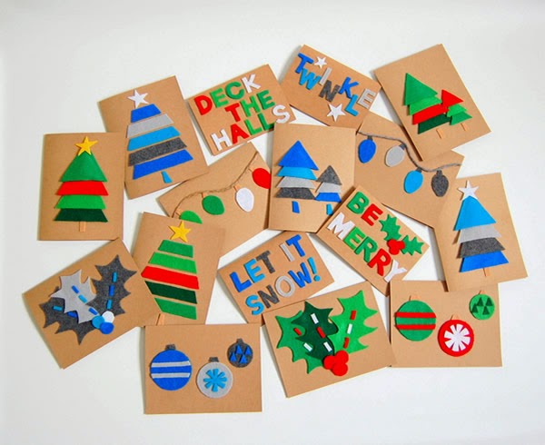 cartões de feltro - lembrancinhas de Natal