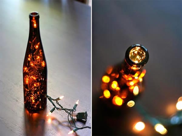 garrafa com pisca pisca - decoração de natal