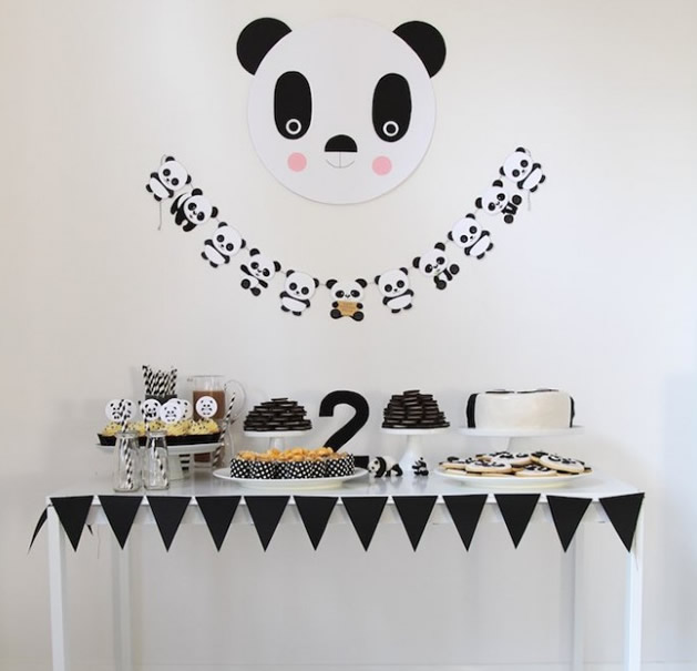 Acessórios para festa infantil, tema de panda, desenho, decorações